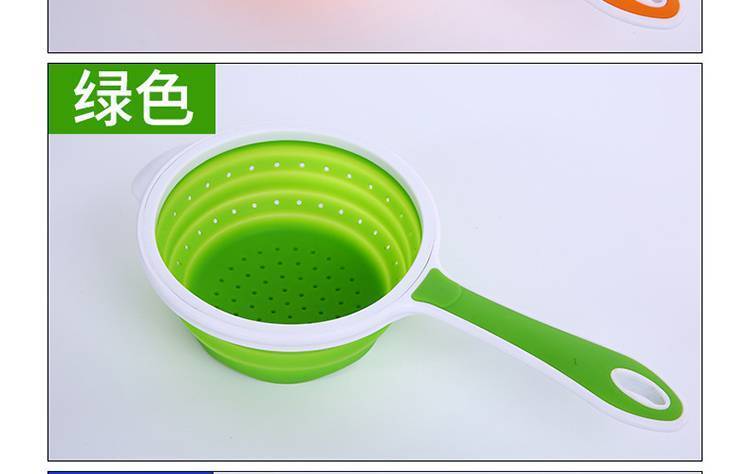 硅胶折叠漏勺-创意硅胶折叠沥水篮-可伸缩食品级硅胶折叠漏勺 硅胶折叠漏勺-创意硅胶折叠沥水篮-可伸缩食品级硅胶折叠漏勺